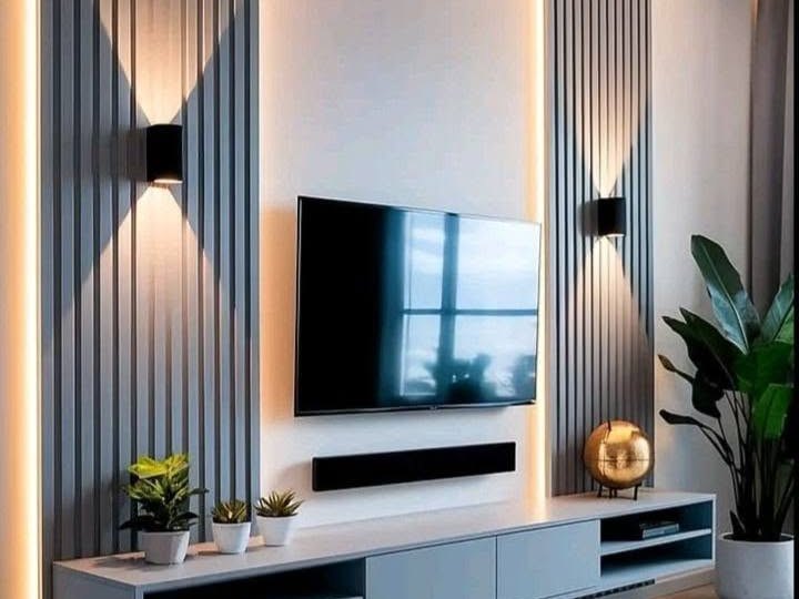 Rack de TV y panel de living a medida